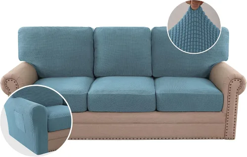 Vista 61 de H.VERSAILTEX Fundas elásticas para sillas de varias piezas, fundas para cojines ajustables para asiento y respaldo
