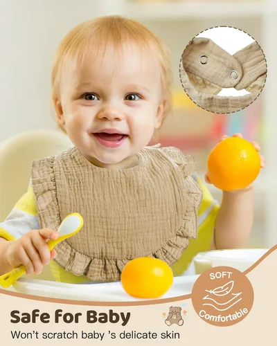 Vista 2 de Lictin Juego de 8 baberos de muselina para bebé - Baberos tipo bandana para babeo y dentición, de algodón unisex