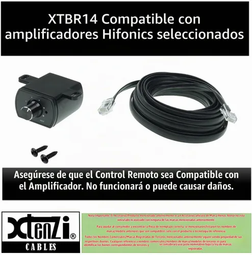 Vista 2 de Xtenzi Control remoto XTBR14 de control de volumen de ganancia de graves compatible con amplificadores Hifonics HFR-3