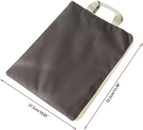 Vista 2 de Carpeta de archivos de mano con cremallera, carpeta de archivos de lona, bolsa portátil para documentos, ideal para oficina, escuela, negocios, Taza