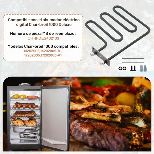 Vista 4 de Elemento calefactor eléctrico de 1200 vatios compatible con ahumador digital eléctrico Masterbuilt de 40 pulgadas, pieza de repuesto No. 9907120027