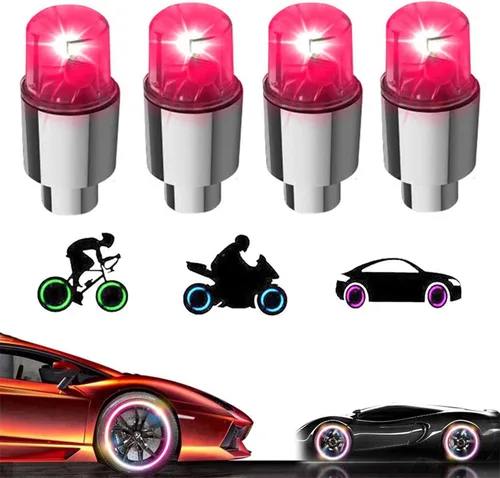 Vista 8 de 20 Pack de tapas de válvula de luz LED para neumáticos de coche, ruedas y conjuntos, luces de neumáticos de bicicleta, motocicleta, luz de válvula