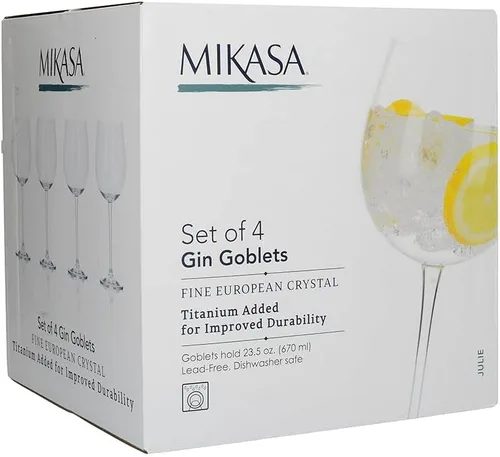Vista 7 de MIKASA Julie - Juego de 4 vasos de cristal sin plomo, 22.1 onzas líquidas, transparentes