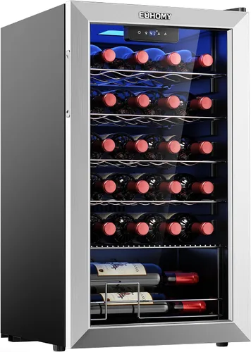 Vista 9 de EUHOMY Refrigerador de bebidas, mini refrigerador para 125 latas con puerta de vidrio para refrescos, cerveza o vino, enfriador de bebidas