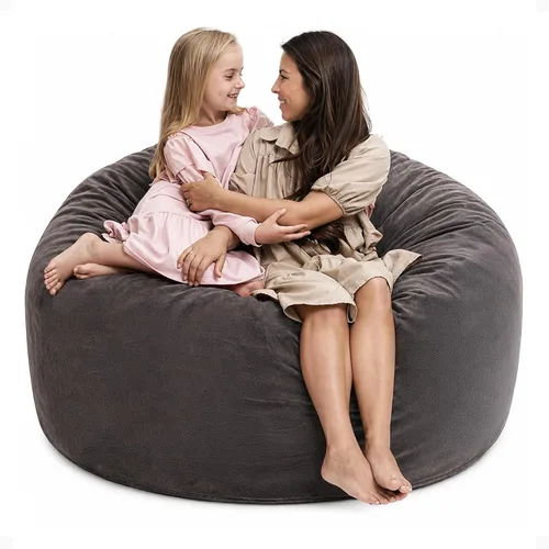 Vista 20 de ULTIMATE SACK 5000 Silla Puf de 5-Pies con Reposapiés, Funda de Gamuza Negra – Tumbona de Espuma de Gran Tamaño, Asiento de Suelo, Sofá Pequeño