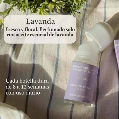 Vista 6 de Desodorante natural roll-on lavanda, sin aluminio