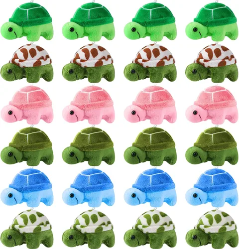 Vista 10 de HyDren 24 piezas de juguete de tortuga pequeña de peluche a granel, tortuga marina suave de peluche, tortuga adorable de peluche, juguete