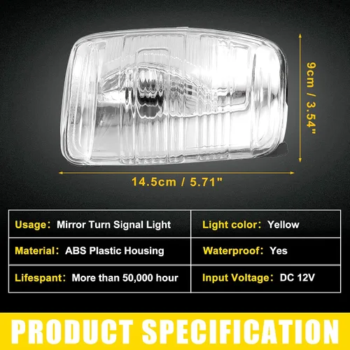 Vista 4 de Espejo retrovisor lateral para puerta lateral delantera izquierda Luz intermitente LED No.BK3Z13B375D Indicador intermitente para Ford TRANSIT