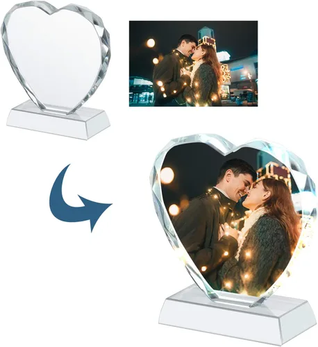 Vista 2 de Marco de fotos de cristal personalizado, marco de fotos de cristal personalizado, decoración de escritorio, placa de fotos de vidrio, regalo
