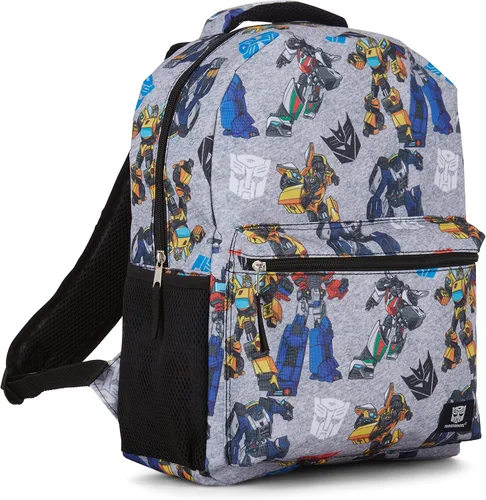 Vista 4 de Transformers Optimus Prime Allover Mochila - Optimus, Prime, Megatron y Bumblebee - Bolsa escolar Transformers, Gris