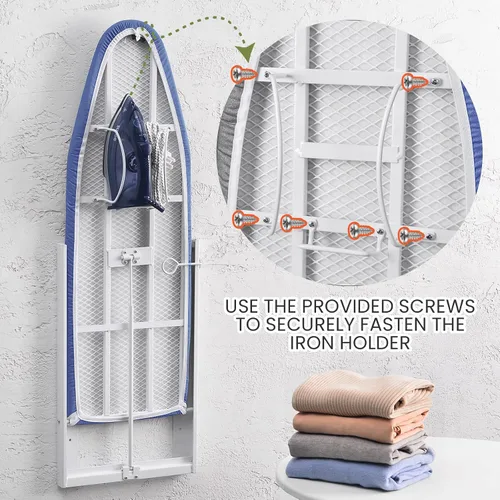 Vista 6 de Xabitat Tabla de planchar para montar en la pared con soporte para plancha, 36.2" X 12.2" tabla de planchar plegable de montaje compacto
