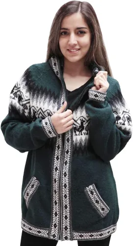Vista 2 de Little Llamas Chaqueta Sudadera con Capucha de Lana de Alpaca Tejida