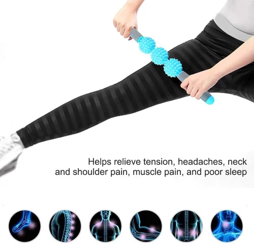 Vista 6 de Muscle Roller Stick - Barra de masaje para celulitis para espalda, brazos, hombros, piernas (azul)