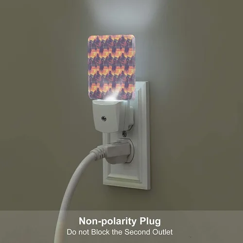 Vista 5 de Led Night Lights Plug Into Wall 2 Pack - 0.3W Cyber Retro Western Cowboy Print Nightlights Plug in Wall with Light Sensors Auto-On/Off, Night Lamp