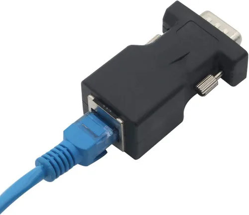 Vista 6 de Adaptador convertidor extensor VGA Cat5/Cat6/RJ45, DB9 9 pines VGA 9 pines macho a RJ45 hembra, conector de cable de red 2 unidades DB9 macho a RJ45