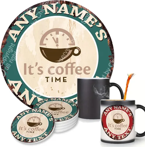 Vista 10 de Café y té perfectos de café, tazas personalizadas de Chic Sign Rústico, estilo vintage, retro, cocina, bar, pub, cafetería, cobertizo de cueva 0079