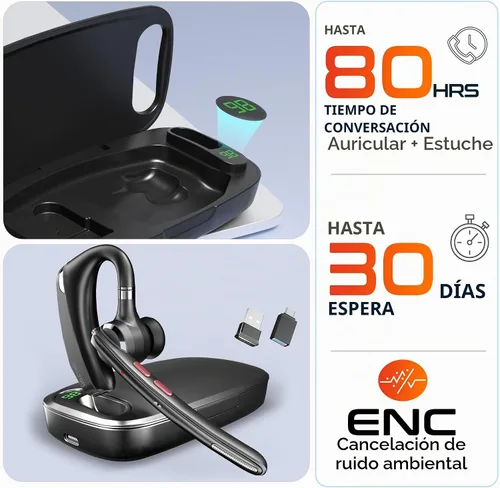 Vista 2 de Delton Auriculares mono para computadora 95X Bluetooth con estuche de carga
