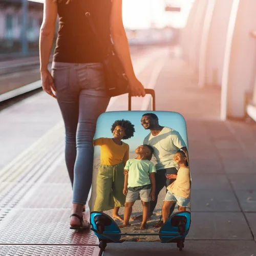Vista 8 de Funda de equipaje personalizada para maleta de 18 a 32 pulgadas, elástica, lavable, elástica, antiarañazos, diseño personalizado, funda de maleta