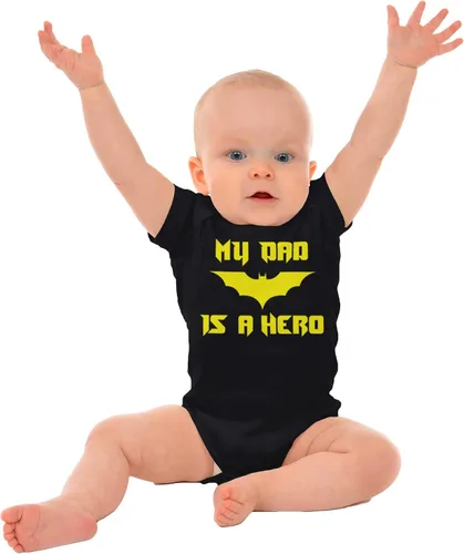 Vista 3 de Brisco Brands My Dad is a Hero Superhero Bat - Mameluco para niños o niñas