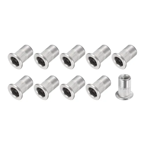 Vista 15 de METALLIXITY Tuercas de remache (M3) 25 piezas, tuercas roscadas de aleación de aluminio, para sujetadores mecánicos de muebles, tono plateado