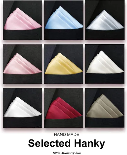Vista 7 de Selected Hanky 100% Pure Silk Pocket Square Solid