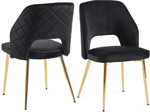 Vista 9 de NORDICANA Juego de 2 sillas de comedor modernas, sillas acentuadas tapizadas en beige bouclé con patas doradas de metal, sillas laterales