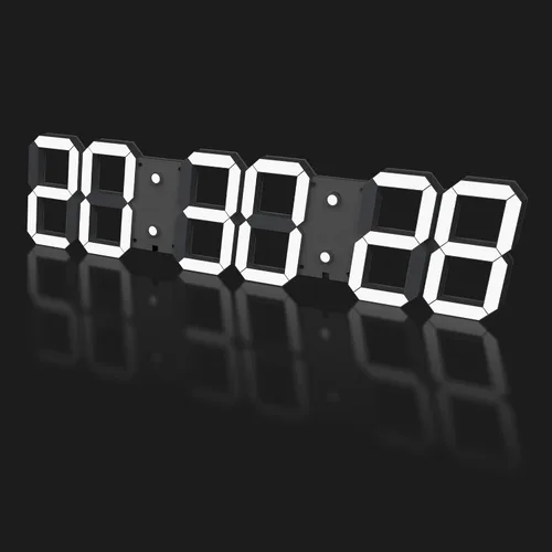 Vista 8 de CHKOSDA Reloj de pared digital LED 3D de 17 pulgadas con control remoto 164ft Visibility, Adjustable Brightness, Timer, 12/24 Hr Time, Date &