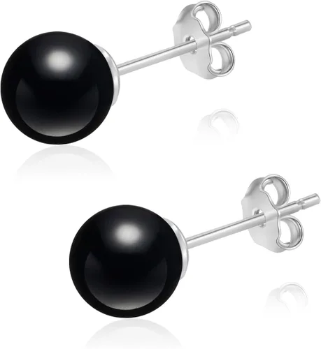 Vista 113 de Natural Stone Stud Earrings for Women 8mm Sterling Silver Genuine Gemstone Earrings Handmade Sterling Silver Crystal Stud Earrings for Women