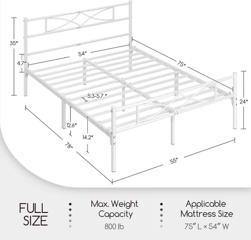 Vista 22 de Yaheetech Base de cama de metal individual, base de cama con plataforma, base de colchón con cabecera y estribo de diseño curvo, soporte resistente