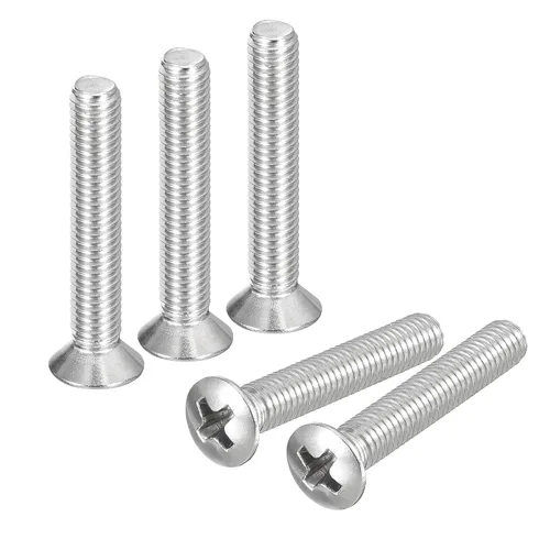 Vista 14 de uxcell Tornillos de máquina Phillips de cabeza ovalada M4x8mm, 50pcs 304 tornillos de cabeza avellanada ligeramente levantados de acero inoxidable