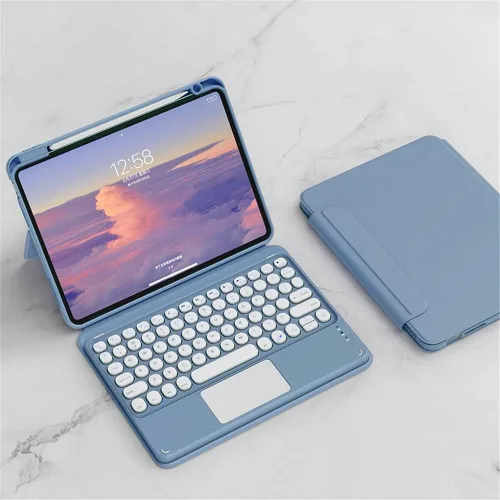 Vista 21 de iPad Air Air2 iPad 5ª 6ª generación 9.7 pulgadas iPad 5 iPad 6 Funda con teclado Touchpad horizontal/vertical Soporte magnético desmontable BT