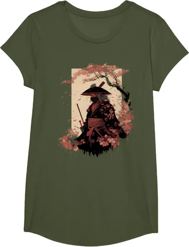 Vista 99 de Camiseta estética vintage samurái de arte japonés samurái retro cereza, Negro