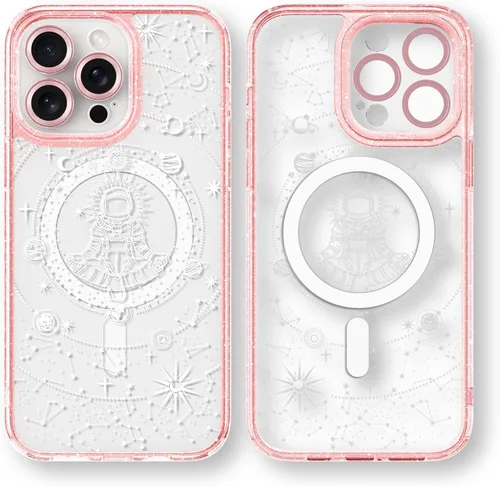 Vista 136 de Compatible para iPhone 13 Funda Bonita Estética - Funda para Teléfono Rosa con Purpurina con Protector de Cámara - Diseño de Cubierta