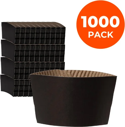 Vista 2 de FMP Brands Paquete de 1000 fundas para tazas de café de 8 onzas, fundas desechables para tazas calientes, fundas para tazas de café negras a granel