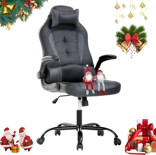 Vista 7 de Silla de videojuegos de respaldo alto, silla de computadora con reposacabezas y soporte lumbar, silla de computadora de altura ajustable, silla
