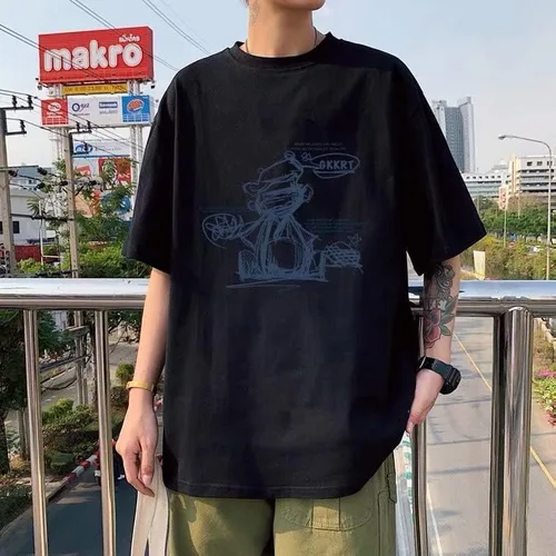 Vista 2 de CYee Mens Y2K Cartoon Print Oversized T-Shirt Grunge Hip-hop Indie Sweatshirt Goth Harajuku Alt Streetwear