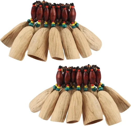 Vista 12 de Pulsera tobillera con sonajero de semillas de Cacho, 2 PCS pulsera africana shaker de cáscara de nuez, accesorios de percusión natural, instrumento