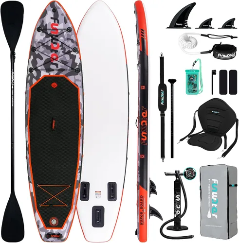 Vista 19 de FunWater Inflatable Stand Up Paddle Board with Premium SUP Paddleboard Accessories, Anti-Slip EVA Deck, 11'6''/11'/10'6'' Paddle Boards for Adults &