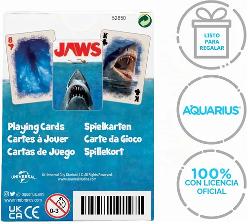 Vista 7 de Aquarius Jaws - Juego de cartas de tamaño estándar, baraja temática con 52 diseños únicos de tiburón, regalo de mercancía coleccionable
