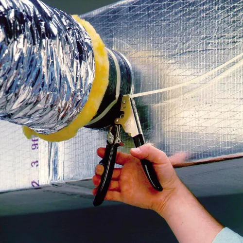 Vista 3 de Malco TY6 Flex Duct - Herramienta tensora de ataduras de cables – Corte automático, perilla de tensión ajustable Lazos de nailon de 125 y 175