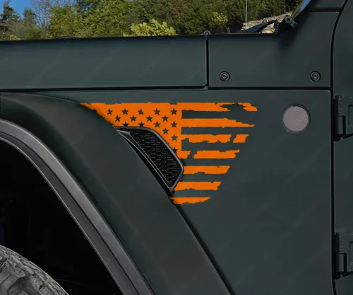 Vista 4 de Calcomanías de ventilación de guardabarros desgastadas compatibles con Jeep Wrangler Gladiator Rubicon JL JT 2018-2026 (2 colores negro mate/4 azul)