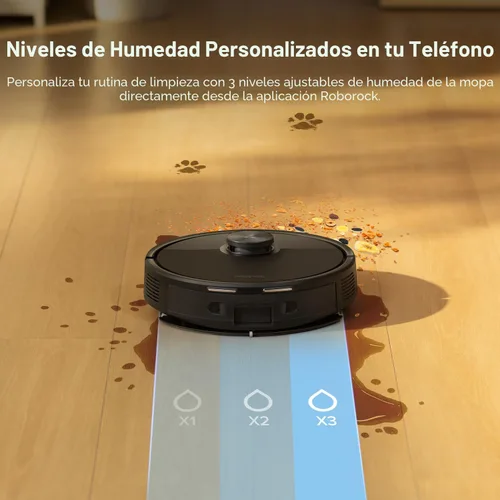 Vista 4 de roborock Q7 M5 Robot que aspira y trapea, succión hiperfuerza de 10,000 Pa, aspiradora robótica, sistema dual anti-enredo, trapeo controlado por