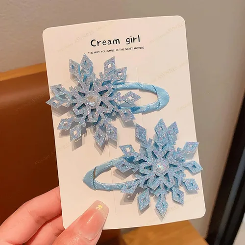 Vista 7 de Pinza para el pelo de copo de nieve, accesorios para el cabello de Navidad para mujer, lazo de Navidad, 4 piezas creativas y elegantes con diamantes