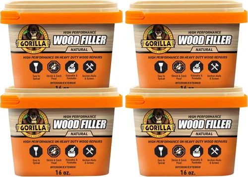 Vista 10 de Kit de reparación de madera de Gorilla, relleno multiusos con espátula y bloque de lijado.