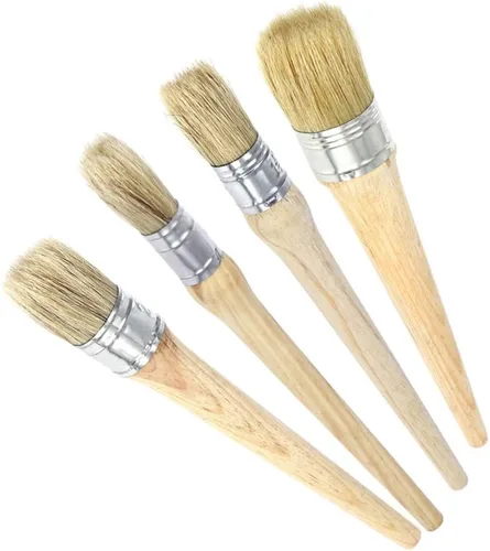 Vista 2 de Juego de 4 brochas de cera profesionales para pintura de tiza con cerdas naturales para folkart de 0.787 in, 0.984 in, 1.181 in, 1.575 in