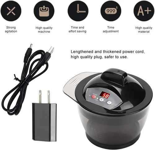 Vista 3 de Mezclador eléctrico, licuadora eléctrica, con balanzas para mezclar, enchufe de EE. UU., mezclador automático de crema para peluquería y hogar