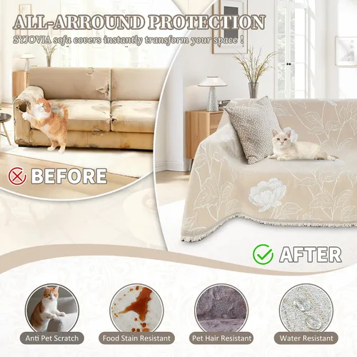 Vista 5 de Fundas de sofá seccional 100% impermeables para perros, funda de sofá de esquina en forma de L, funda de sofá de chenilla lavable, cobija moderna