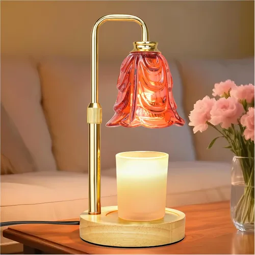 Vista 12 de XJZJY Lámpara calentadora de velas con regulador de temporizador, altura ajustable, calentador de cera de tulipán marrón, regalo de cumpleaños
