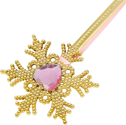 Vista 7 de XiangGuanQianYing Princesa Dress Up Princess Varitas Tiaras y Coronas para Niñas Pequeñas Juego de Varita de Copo de Nieve Rosa