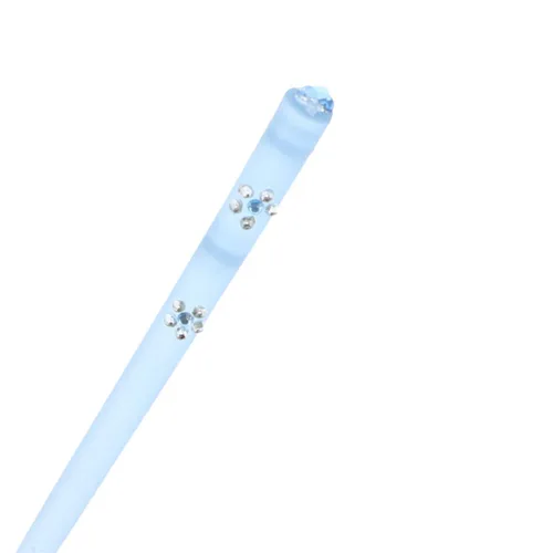 Vista 2 de Palitos para cortar el cabello transparente azul con flor de diamante